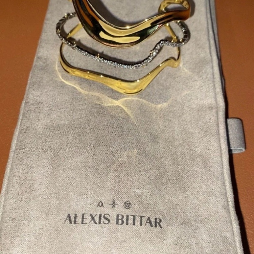 Alexis Bittar Gold and Silver Wave Bangles